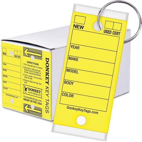 laminated self-protecting 250 tags per box with metal rings yellow|Laminated Self.